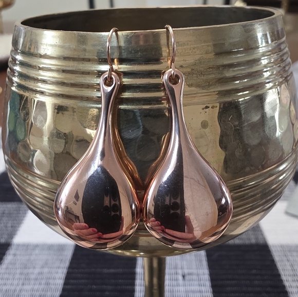 14kt Electroform Milor Rose Gold Teardrop Dangle Earrings - Picture 5 of 11